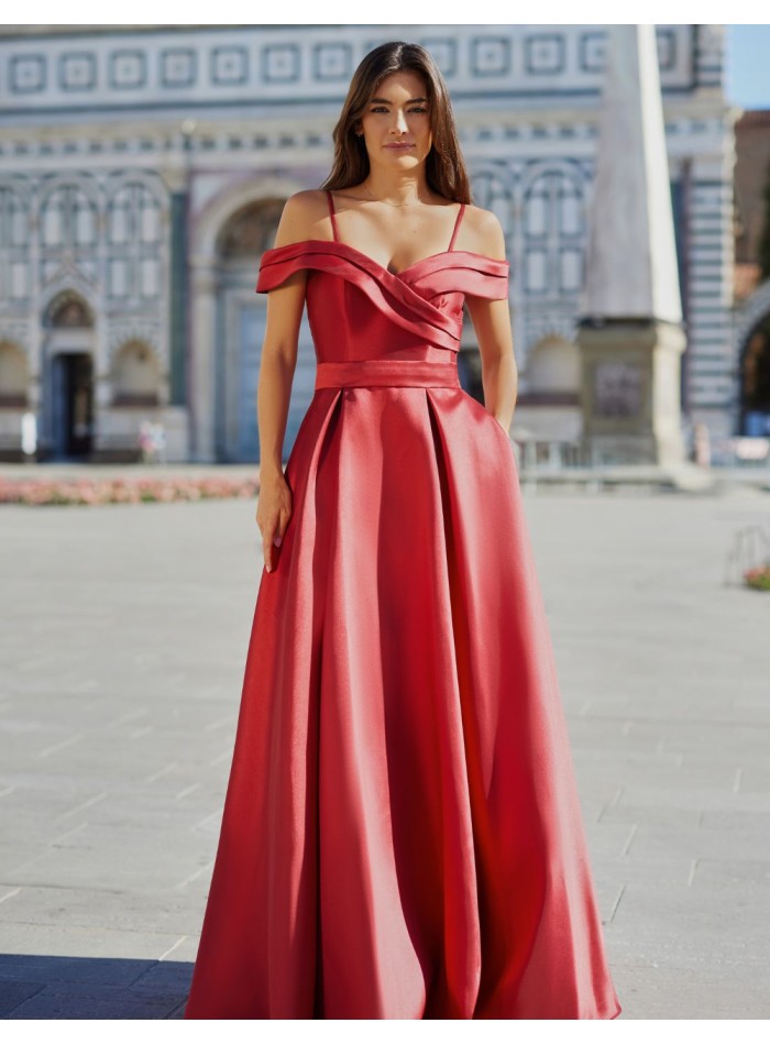 Vestido de fiesta largo rojo para hermana de la novia