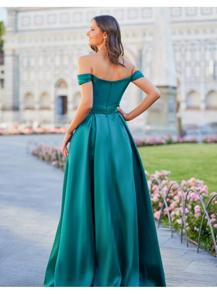 Vestido de fiesta largo verde para tallas grandes