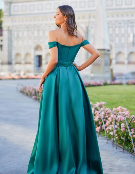 Vestido de fiesta largo verde para tallas grandes