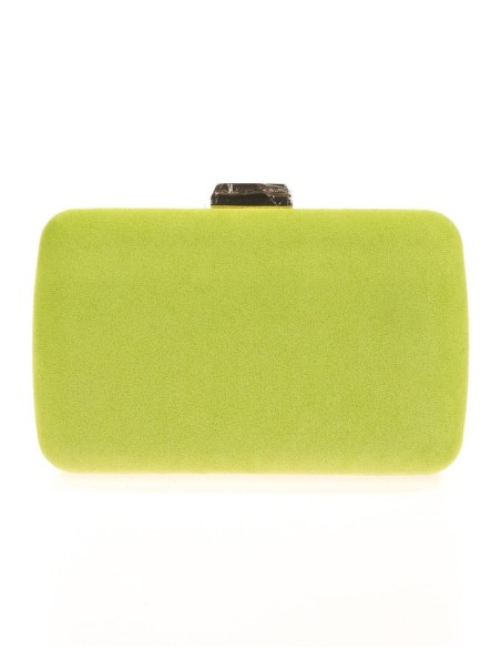 Bolso de mano de antelina con cadena pistacho