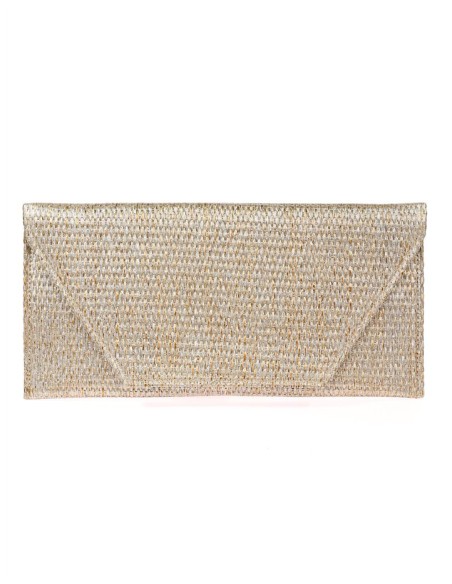 Cartera de fiesta de rafia rectangular