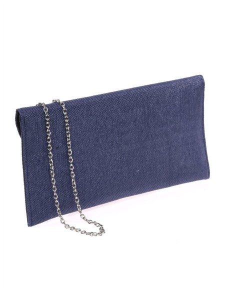 Cartera de fiesta de rafia rectangular