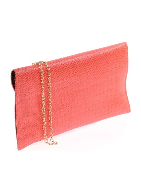 Cartera de fiesta de rafia rectangular