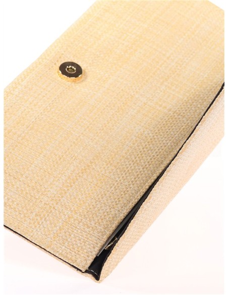 Cartera de fiesta de rafia rectangular