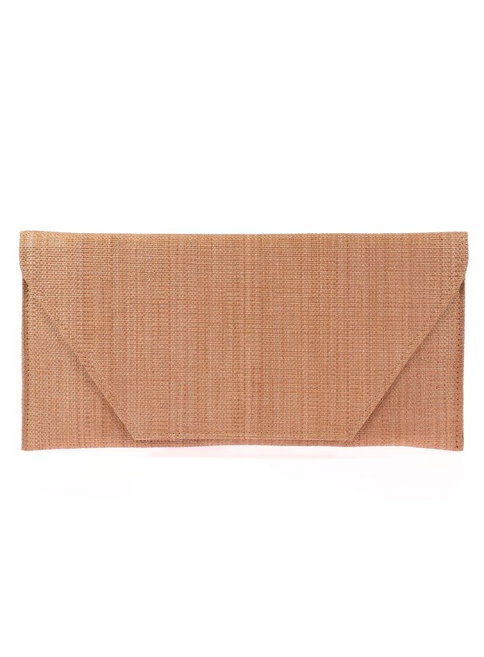 Rectangular raffia clutch bag