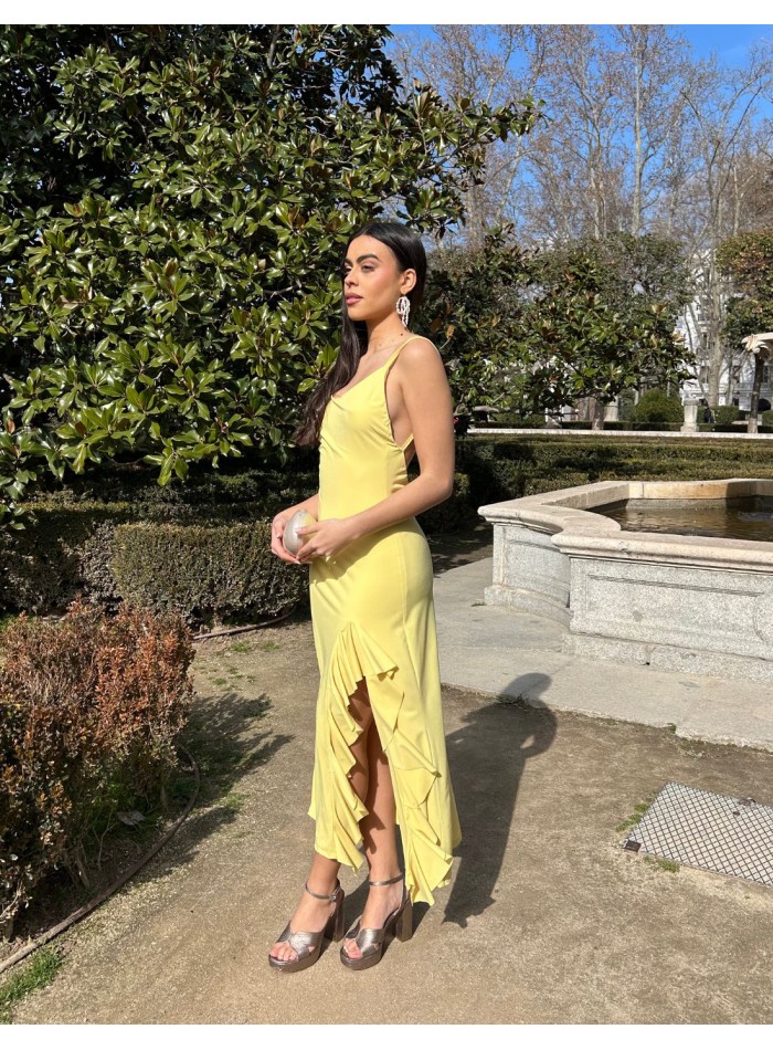 Robe de soirée midi avec dos ouvert et détails...