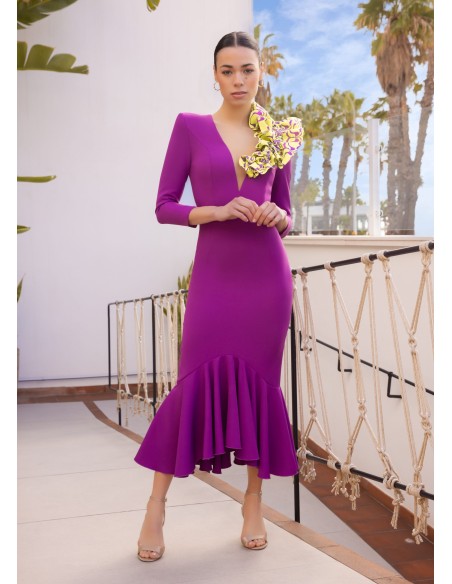 vestido buganvilla con volante en el bajo