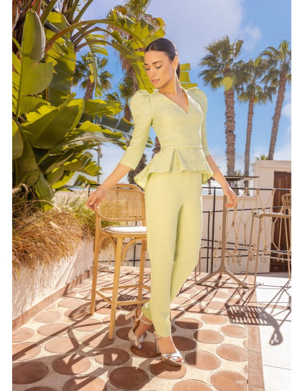 Ensemble top et pantalon en brocart et crêpe tissé 2