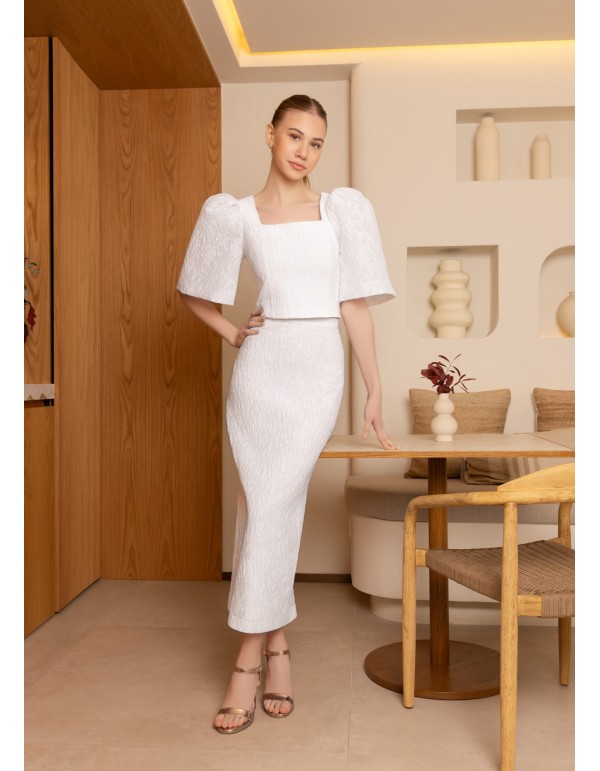 Set de dos piezas para invitada con mangas abullonadas 2