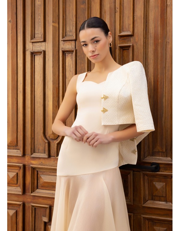 Robe midi avec transparences et veste en tweed 2