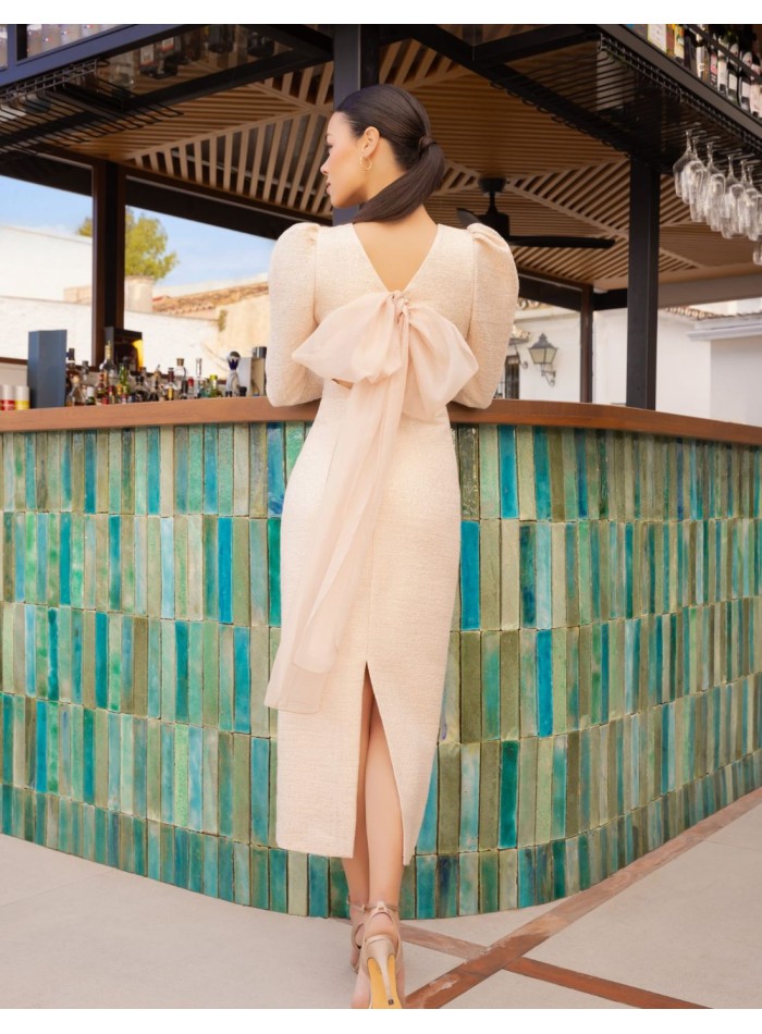 Midi dress with back lacing