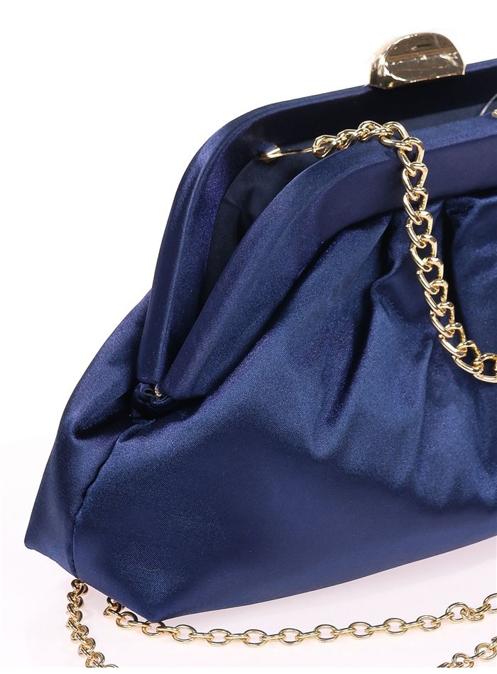 Cartera de mano para invitada en satén azul