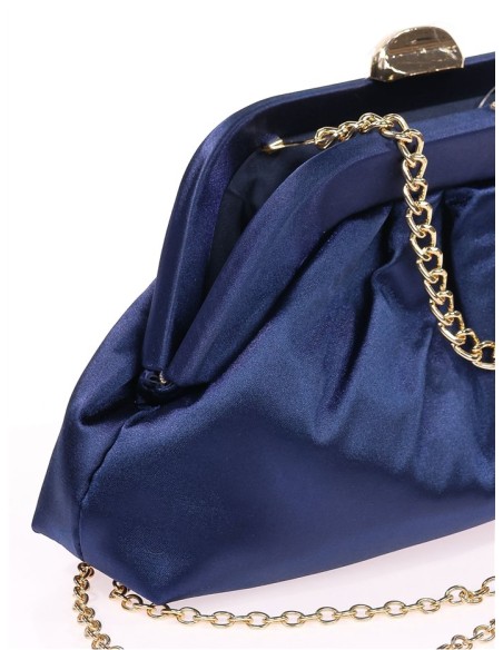 Cartera de mano para invitada en satén azul
