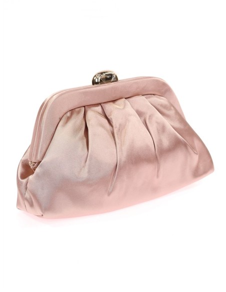 Cartera de mano para invitada en satén en color rosa claro