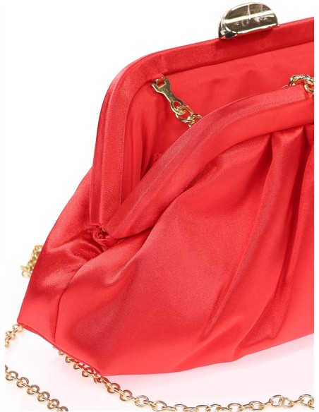 Cartera de mano para invitada en satén en rojo vibrante