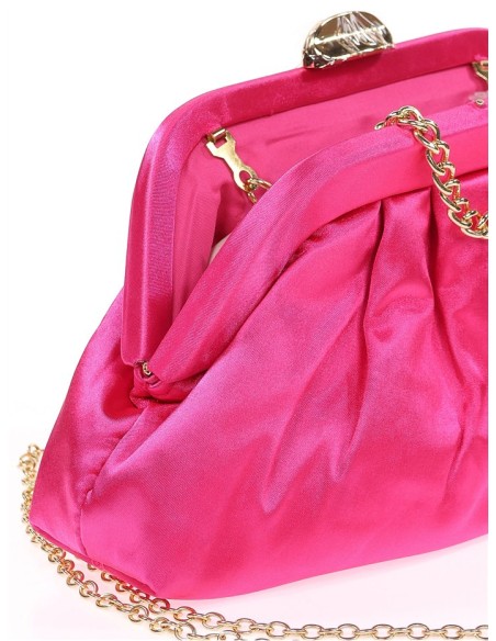 Cartera de mano para invitada en satén en color fucsia vibrante