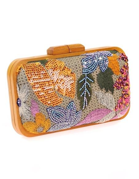 Sac à main avec strass floraux cousus à la main