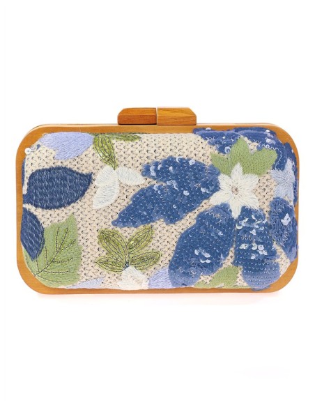 Handbag with hand-stitched floral rhinestones