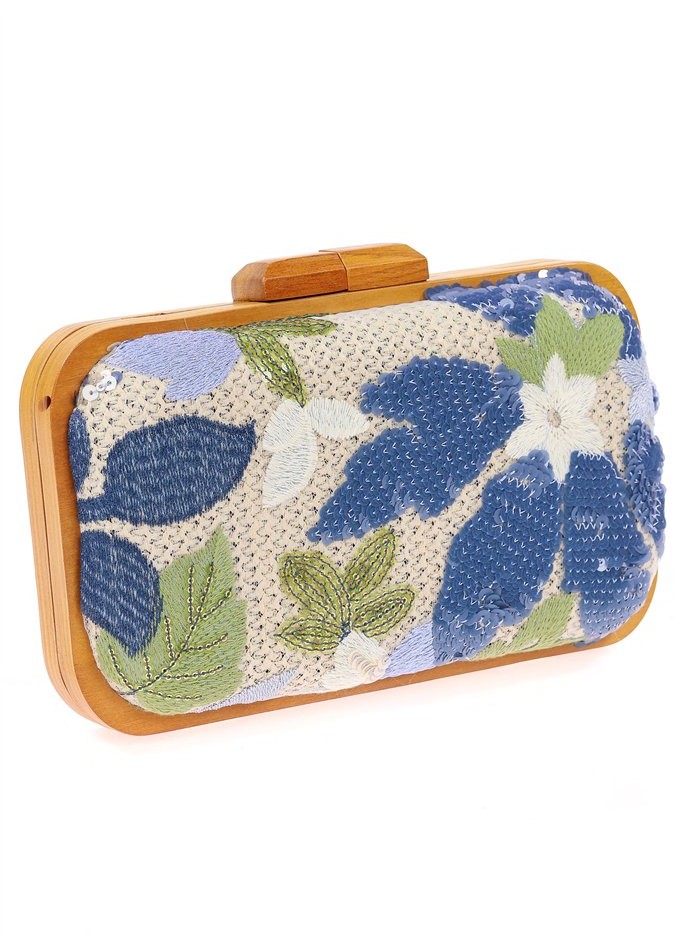 Sac à main avec strass floraux cousus à la main