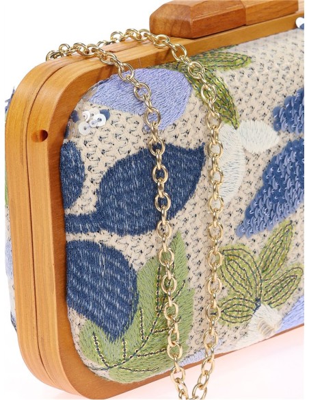 Handbag with hand-stitched floral rhinestones