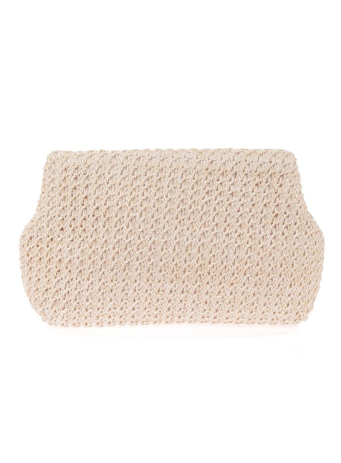 Raffia bag with magnet closure and long chain