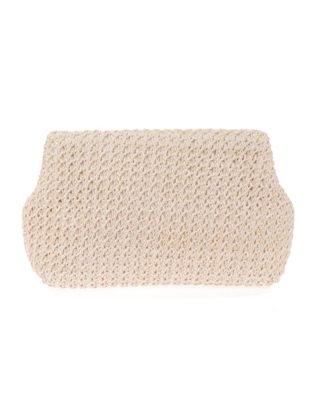 Raffia bag with magnet closure and long chain