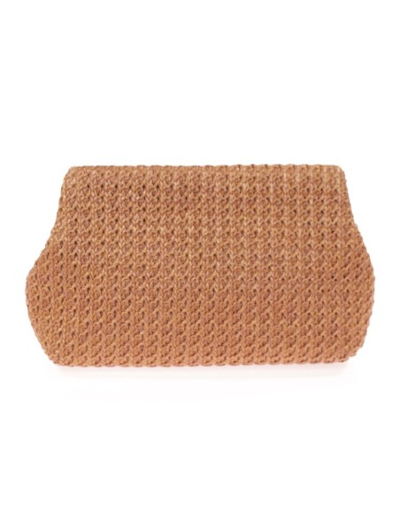 Raffia bag with magnet closure and long chain