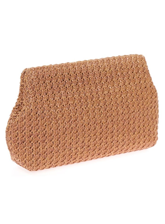 Raffia bag with magnet closure and long chain