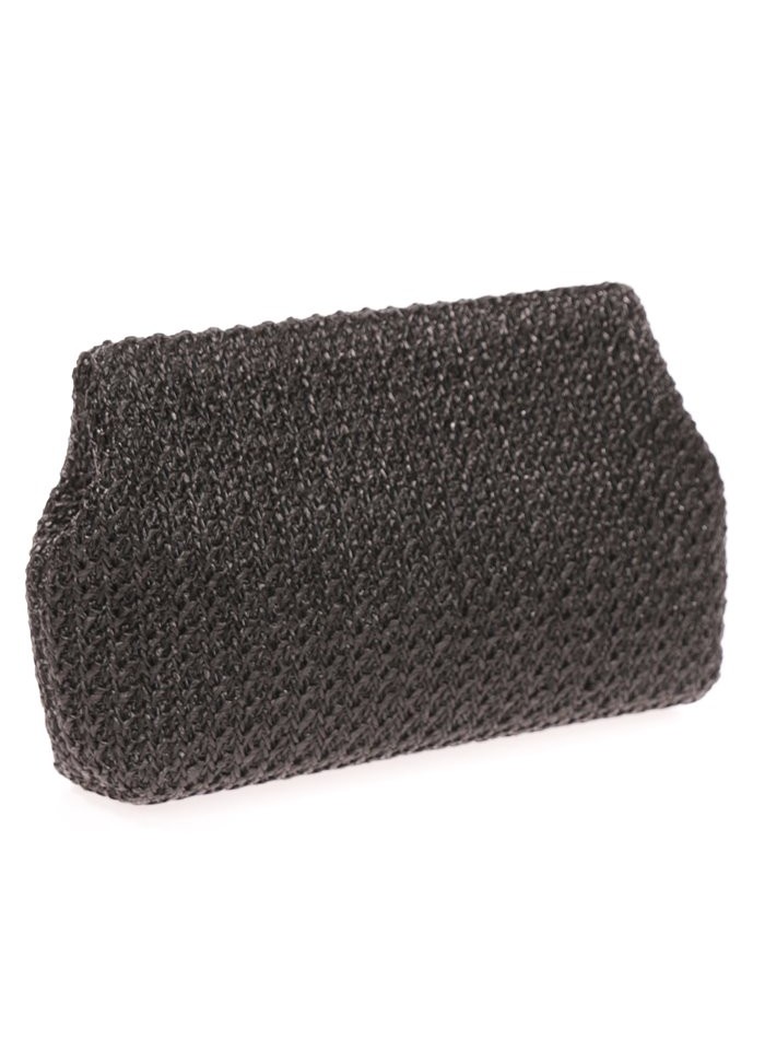 Bolso efecto rafia con cierre imán y cadena larga