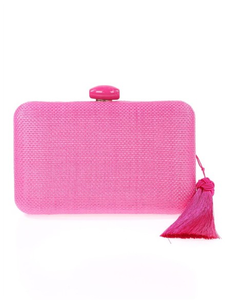 Bolso de fiesta de rafia con borla artesanal
