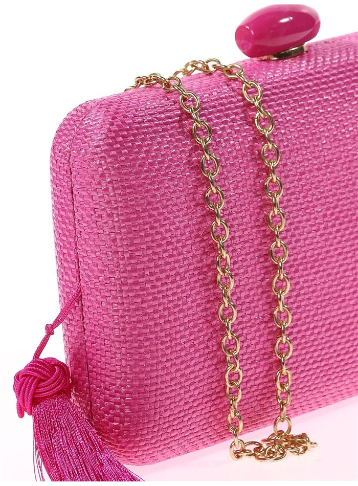 Handcrafted raffia party bag with tassel