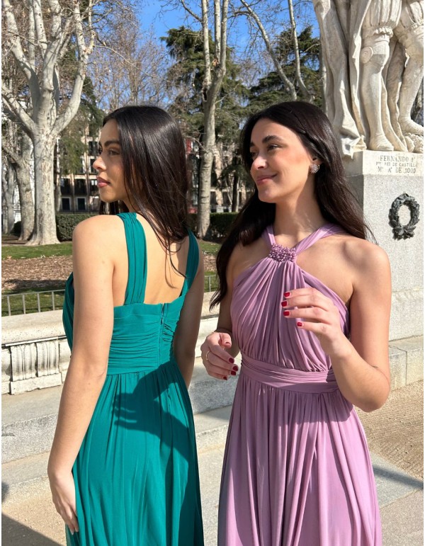 Vestido largo de fiesta con escote halter