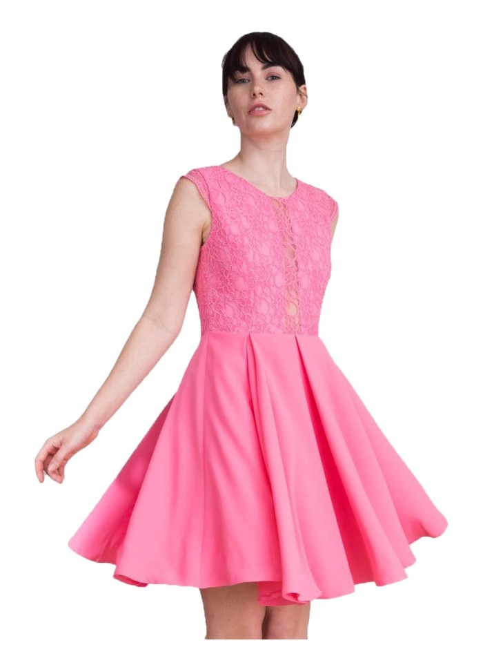 Lace cocktail dress in pink Christy Lauren Lynn London - 1