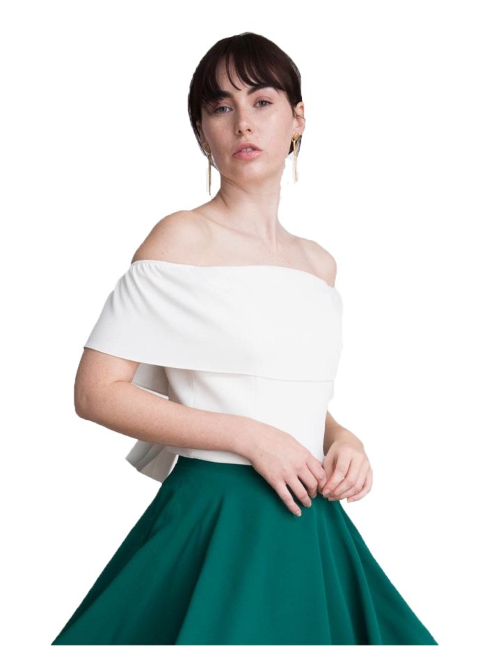 Louisa white party top with bandeau neckline