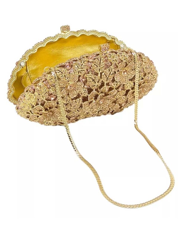 Bolso de mano joya con flores de metal y Swarovski 2
