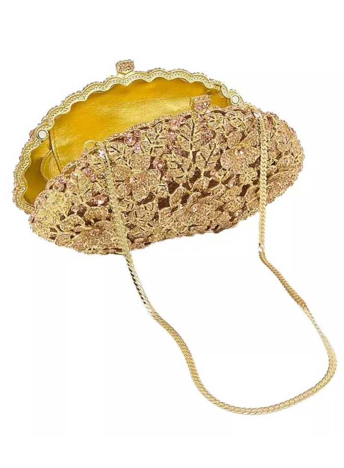 Jeweled handbag with flowers made with metal and crystals Lauren Lynn London Accessories - 5