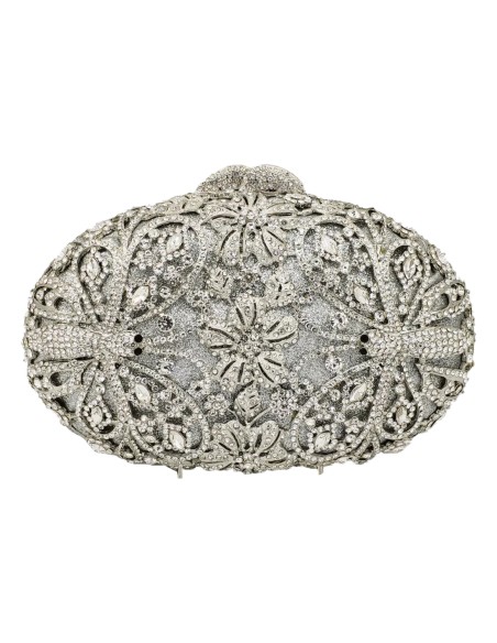 Jeweled handbag with butterflies made with metal and crystals Lauren Lynn London Accessories - 1