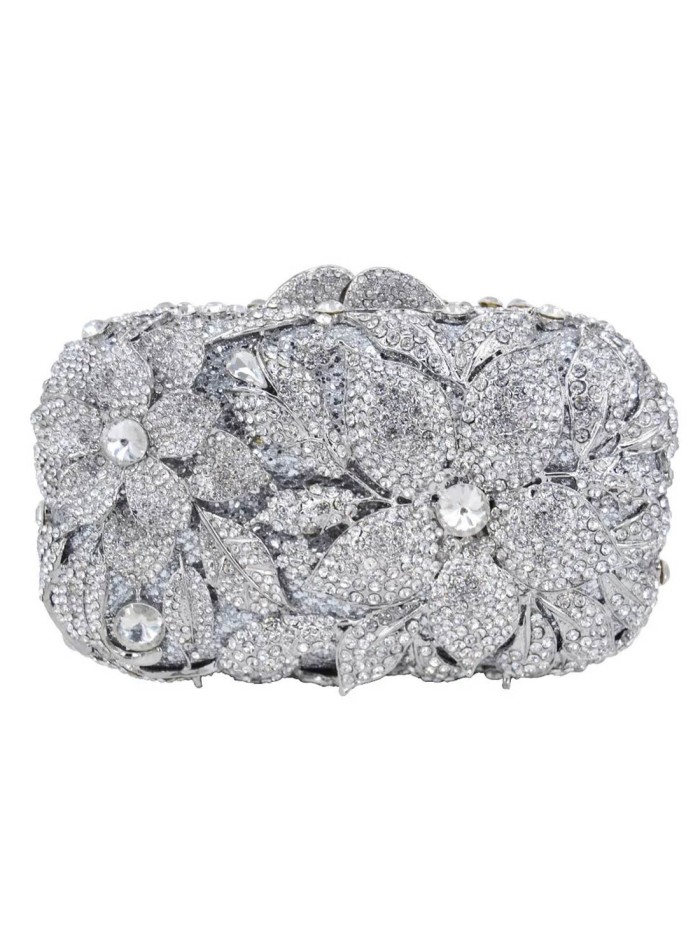 Bolso de mano joya con flores de metal y Swarovski rectangular invitada