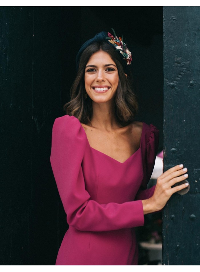 Diadema azul marino con adorno floral en lateral Cala by Lilian - 3