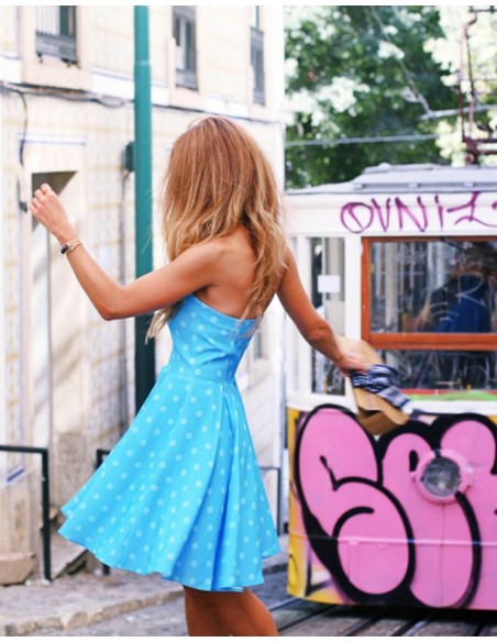 Strapless Polka-dot cocktail dress - A trendy Life