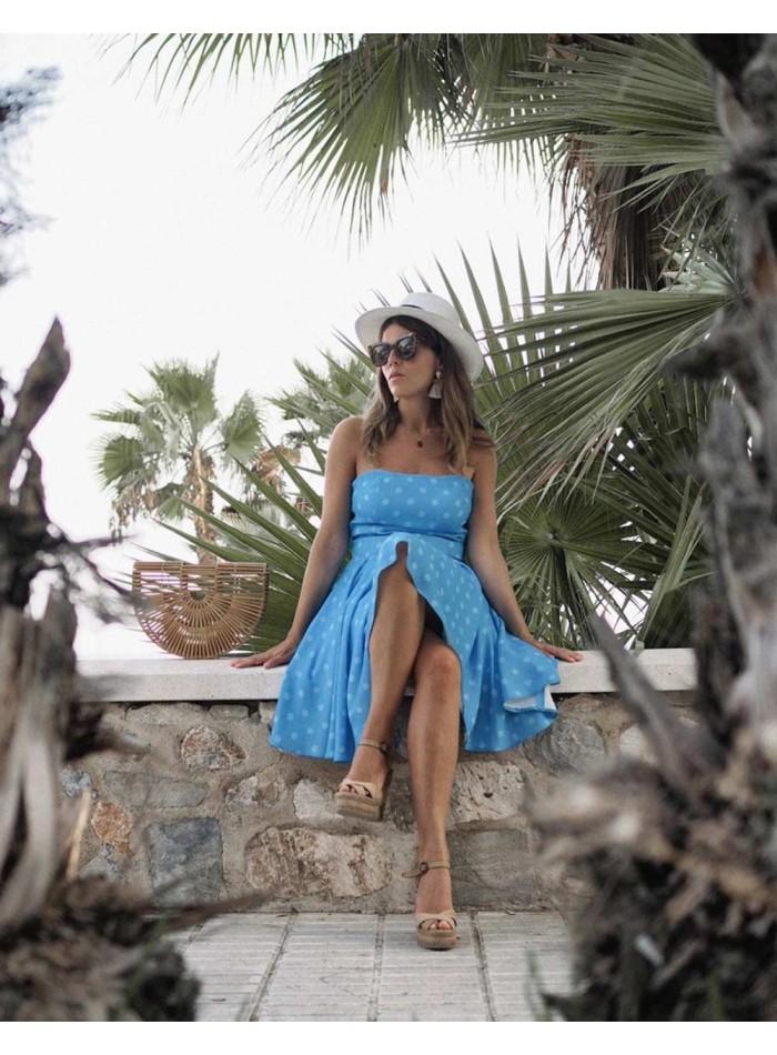Strapless Polka-dot cocktail dress - Mi armario en ruinas