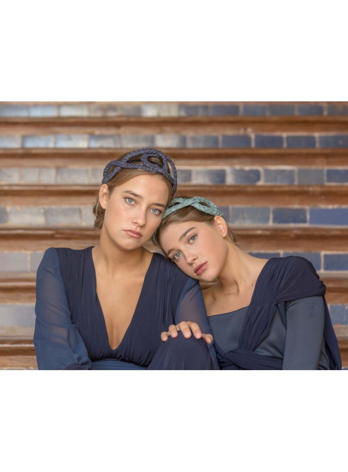 Blue cross-braided headband for events