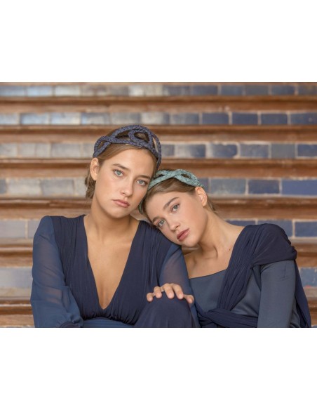 Blue cross-braided headband for events