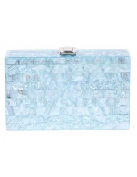 Bolso de fiesta nacarado rectangular  - azul