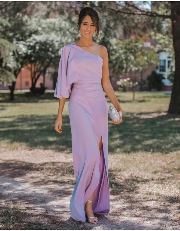 Asymmetric neckline maxi dress in lilac - Invitada Perfecta 2