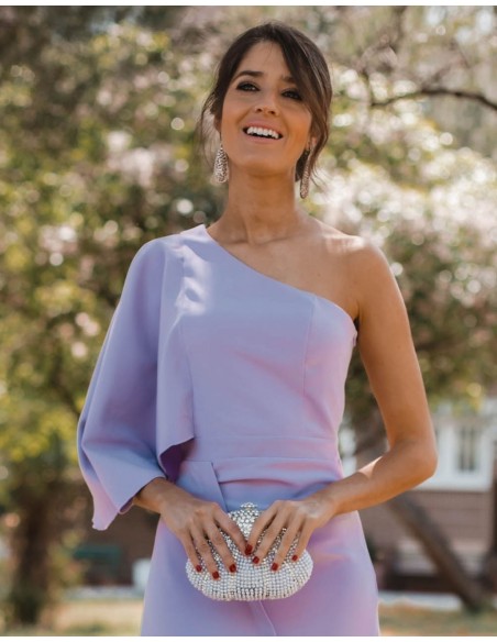 Clutch de fiesta con forma concha y cristales de Swarovski plata - Invitada Perfecta