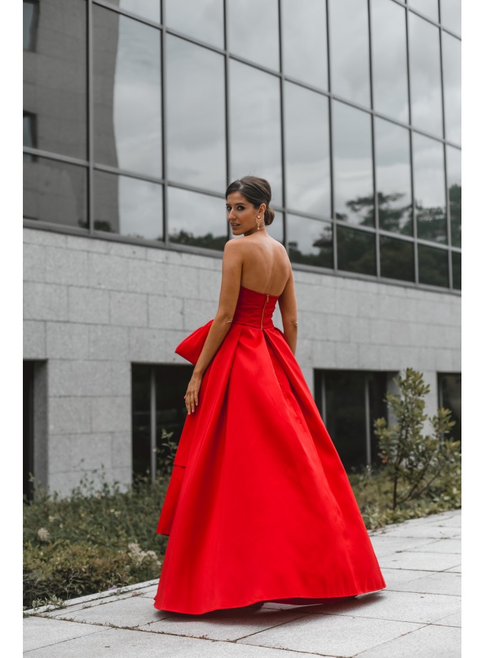 Red maxi party dress heart neckline - INVITADA PERFECTA Elsa Barreto - 3