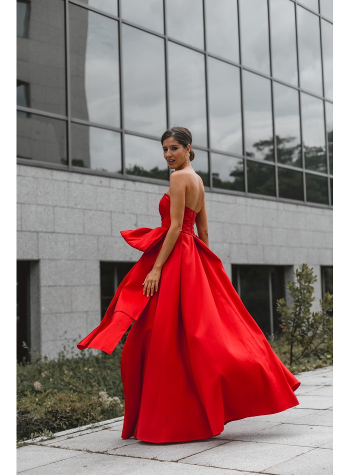 Red maxi party dress heart neckline - INVITADA PERFECTA Elsa Barreto - 5