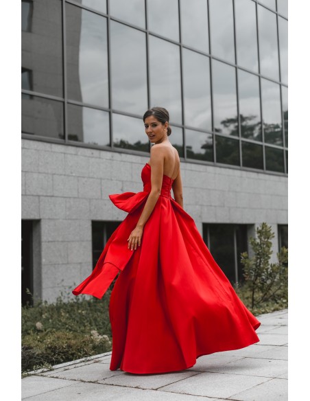 Red maxi party dress heart neckline - INVITADA PERFECTA Elsa Barreto - 5