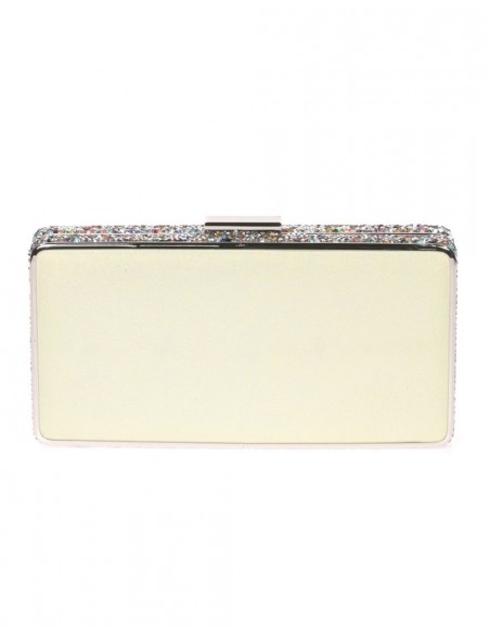 Bolso de fiesta amarillo con pedrería lateral - rectangular